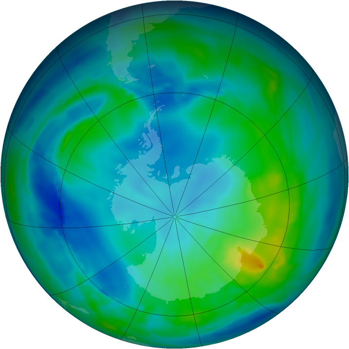 Antarctic ozone map for 14 May 2009